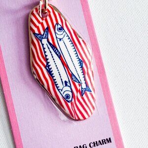 Piper K Sardine Striped Print Print Keychain And Bag Charm